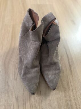 Franco Sarto Taupe Suede Pointed Ankle Booties